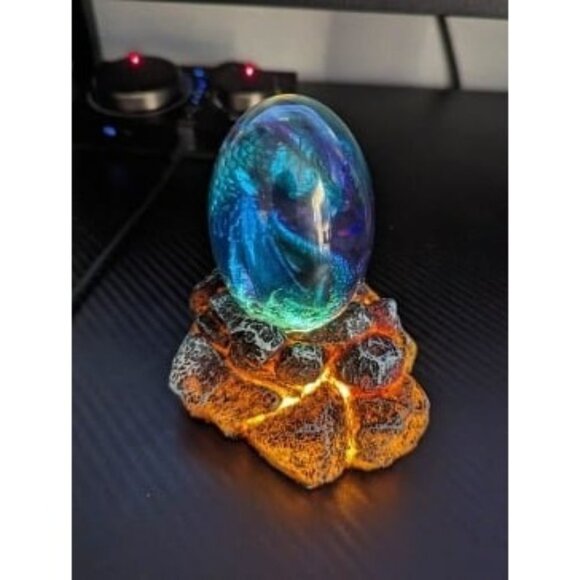 New Dragons Egg, Lava Dragon Egg with Luminous Base, Handmade Sculpture Dragon - Picture 1 of 1